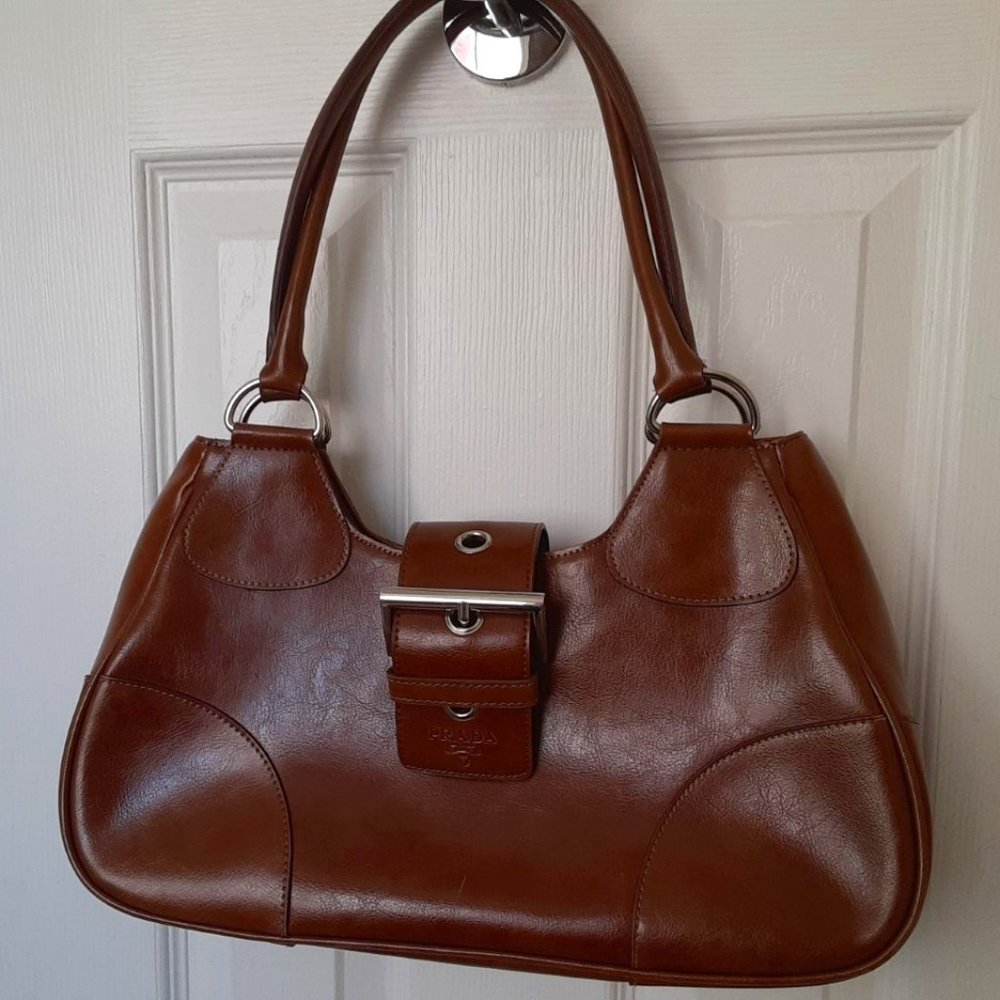 Prada Vintage Leather Over the Shoulder Bag Y2K